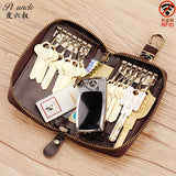 Leather Keychain Men Women Key Holder Organizer Pouch Cow Skin Car Long Key Bag
