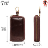 Leather Keychain Men Women Key Holder Organizer Pouch Cow Skin Car Long Key Bag