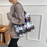 Graffiti Style Shoulder Bag Large-capacity Zipper Handbag