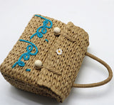 Hand Woven Straw Bag Letter Design
