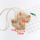 High Beach Bag Cactus Rattan Bag Straw Bag Summer Bags With Pom Pom Women Messen
