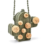 High Beach Bag Cactus Rattan Bag Straw Bag Summer Bags With Pom Pom Women Messen