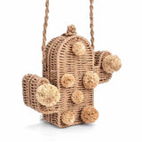 High Beach Bag Cactus Rattan Bag Straw Bag Summer Bags With Pom Pom Women Messen