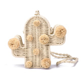 High Beach Bag Cactus Rattan Bag Straw Bag Summer Bags With Pom Pom Women Messen