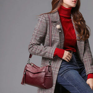 Tassel Crossbody Bag Women Leather Shoulder Messenger Bag