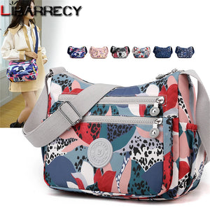 Flower Pattern Nylon Ladies Shoulder Bag Women Messenger Bags