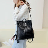 High PU Leather Women Backpack Anti-theft Print School Bag Large Capacity
