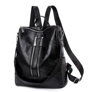 High PU Leather Women Backpack Anti-theft Print School Bag Large Capacity