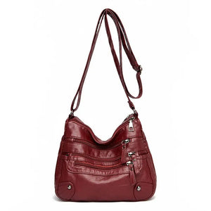 Women's Soft Leather Shoulder Bags Multi-Layer Crossbody Bag Handbag