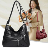 Women's Soft Leather Shoulder Bags Multi-Layer Crossbody Bag Handbag