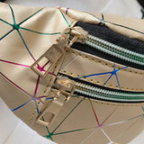 Pink Holographic Waist Bag Geometric Fanny Pack Female Belt Bag