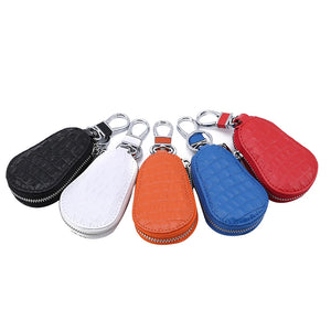 Leather Key Wallet Bag Zipper Keys Organizer Key Ring