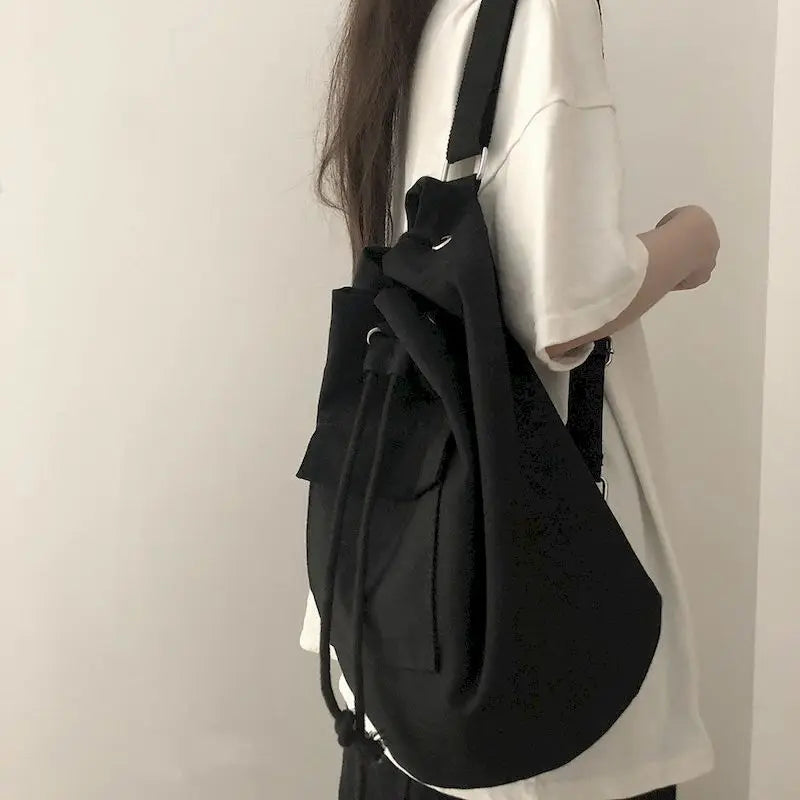 Canvas Drawstring Messenger Bag Female Student Bag
