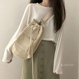 Canvas Drawstring Messenger Bag Female Student Bag