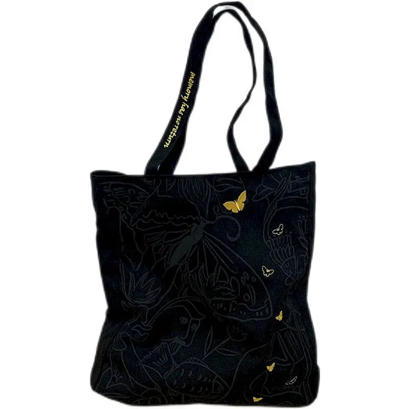 Embroidered Butterfly Canvas Crossbody Bag