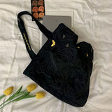 Embroidered Butterfly Canvas Crossbody Bag