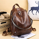Retro Backpack Women Soft Leather Large Capacity Travel Shoulder Bags
