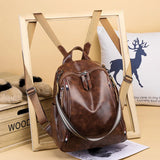 Retro Backpack Women Soft Leather Large Capacity Travel Shoulder Bags