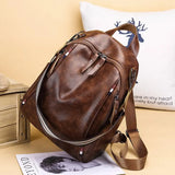 Retro Backpack Women Soft Leather Large Capacity Travel Shoulder Bags