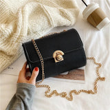 Small Square Bag PU Leather Lychee Pattern Messenger Bag