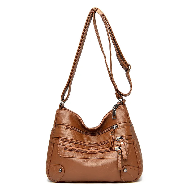 Retro PU Leather Handbag Large Capacity Messenger Bag