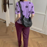 Large Capacity Casual Shoulder Bag Solid Pu Leather Crossbody Bags