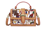 Leather Messenger Bag Round Bucket Handbag Purses