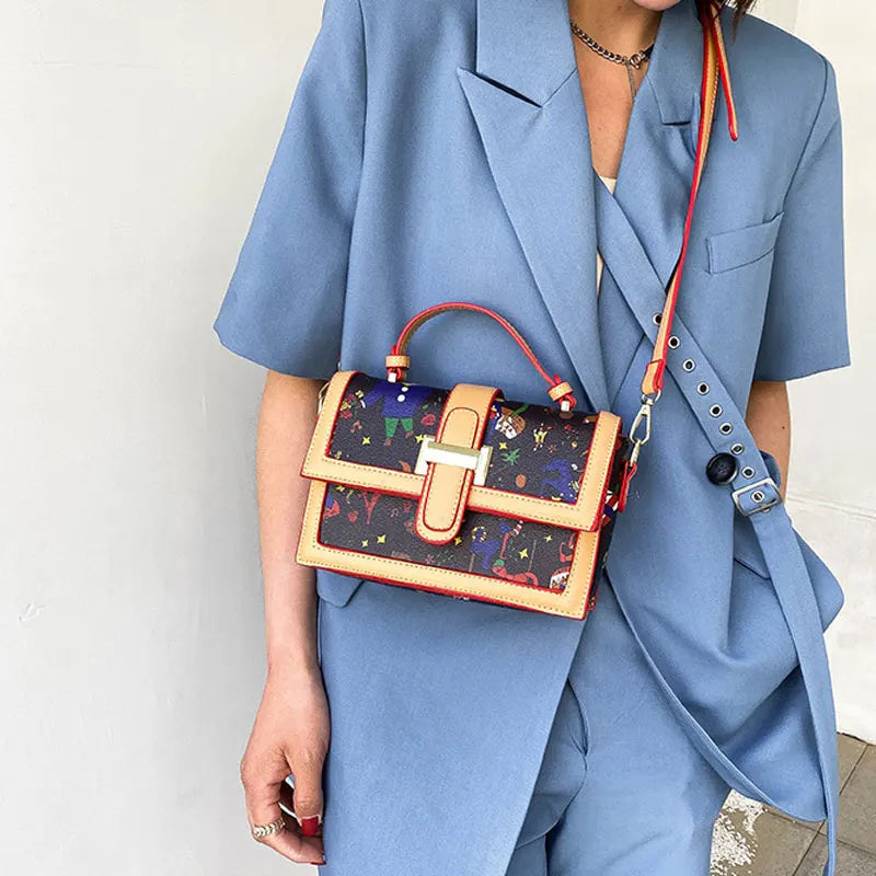 Leather Messenger Bag Round Bucket Handbag Purses