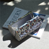 Leopard Print Rhinestone Dinner Bag Women Cylindrical Shoulder Bag