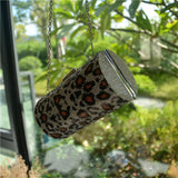 Leopard Print Rhinestone Dinner Bag Women Cylindrical Shoulder Bag