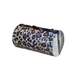 Leopard Print Rhinestone Dinner Bag Women Cylindrical Shoulder Bag