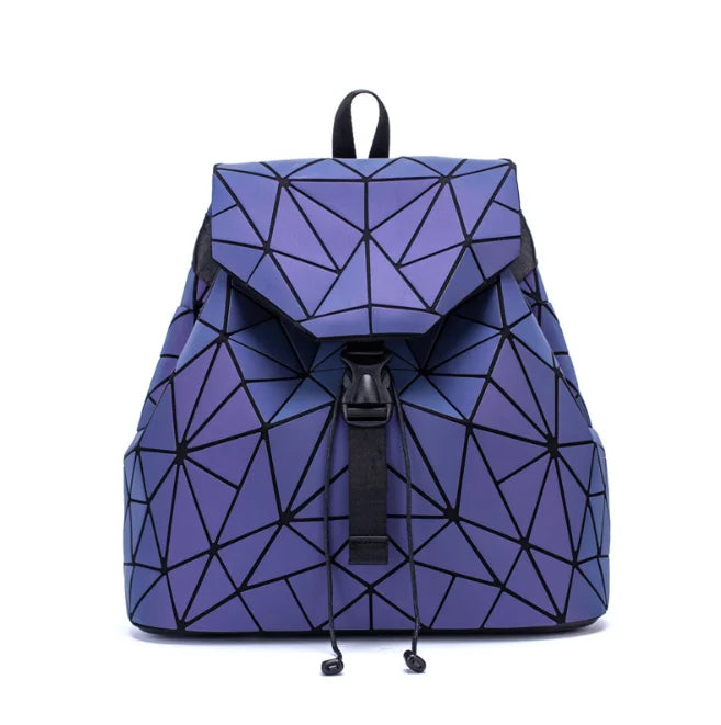 Luminous Geometric Backpack Women's Folding Rhombic Girls' Party Trip