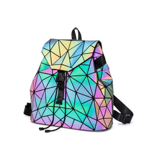 Luminous Rhombic Geometric Backpack Women's Folding