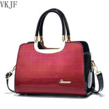 High-End Women's Leather Handbag Bright Shoulder Messenger Bag