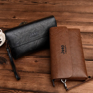 Men's Large Capacity Leather Wallet Phone Pocket Bag
