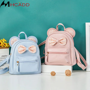 Small Leather Backpack for Women Multi-Function Girls School Bag