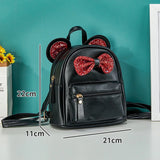 Small Leather Backpack for Women Multi-Function Girls School Bag