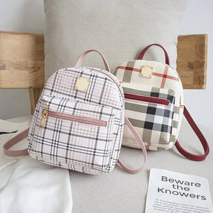 Teenage Girls Plaid Mini Backpack Small Bagpack Female Shoulder Bag