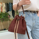 Mini Crossbody Handbags Bucket Bag Small Tassel PU Leather Women