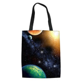 Outer Planets Print Tote Student Book Bag Girls Shopping Canvas Bag