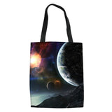 Outer Planets Print Tote Student Book Bag Girls Shopping Canvas Bag