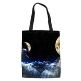 Outer Planets Print Tote Student Book Bag Girls Shopping Canvas Bag