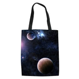 Outer Planets Print Tote Student Book Bag Girls Shopping Canvas Bag