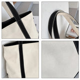 Striped Canvas Handbag Women Casual Shoulder Bag Adults
