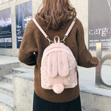 Pink Bunny Ears Backpack Harajuku Student School Bag