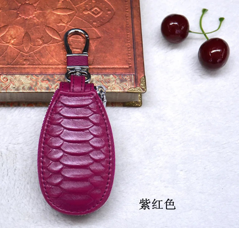Leather Car Key Case Zipper Pouch