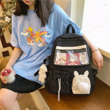 Pink Bunny Anime School Bag Girls Drawstring BookBag