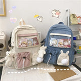 Pink Bunny Anime School Bag Girls Drawstring BookBag
