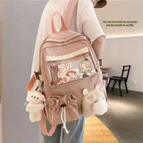 Pink Bunny Anime School Bag Girls Drawstring BookBag
