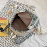 Plaid Backpack for High School Students Fresh Style Large Capacity Schoolbag